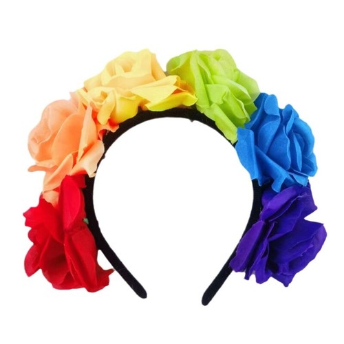 Rainbow headband with rose - headband,