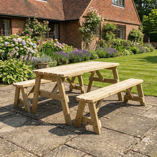 Wooden picnic table bench set - picnic,