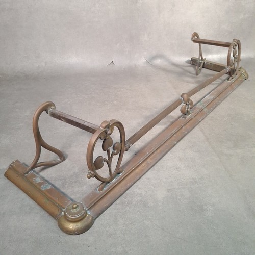 Antique brass fireplace fender - antique,
