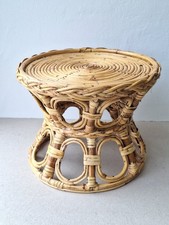 Low Bamboo Plant Stand Stool Decorative Boho Display Mid-Century Style