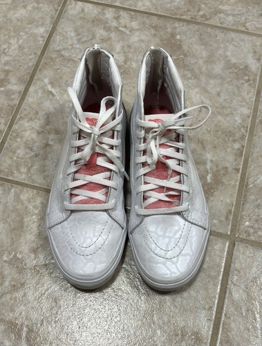 Vans white cat print pink - vans, fur