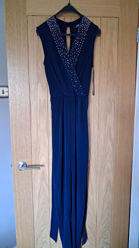 Wallis navy sequin neck - sequin, v-neck