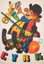 Cyrk One Man Band Clown R1976 Polish Circus Poster, Stachurski