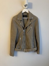 ALL SAINTS Leather Suede Biker Jacket ‘Inigo’ Beige - Men’s Medium M