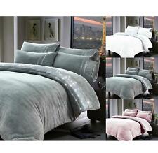 Diamante Teddy Fleece Duvet Cover Set Soft Bedding Quilt Covers With Pillowcases