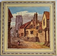 MINTONS TILE. RARE VIEWS. THE WEST GATE WARWICK. 8" C1895.