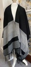 Shawl Cape Wrap Poncho - Black / Grey - Perfect - Matalan
