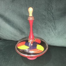 Vintage Metal Spinning Top, Geometric , Working, 11” H, Still, 7” Dia
