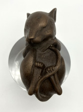 Vintage Bronze Finish Mouse Ornament/Paperweight - Hand Cast Solid Metal 95g
