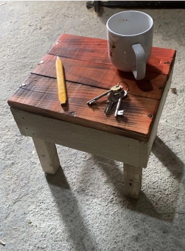Torched side table - , handmade