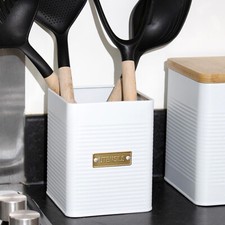 White & Gold Utensil Pot