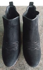 Ladies Black Suede Ankle Boots With 1.5" Heel Size 6