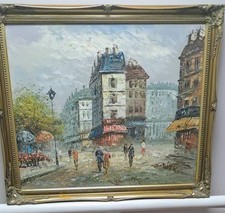 Vintage French Oil On Canvas Painting In Gilt Frame Paris Tourism Art Burnett 2d
