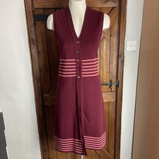 Donbros In Courtelle Vintage Burgundy Sleeveless Knitted Dress/Cardigan Size M