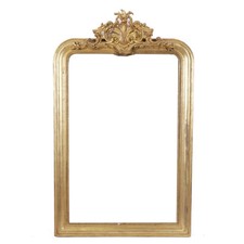 antique gilt mirror - French antique mirror - cartouche crest - 19th century