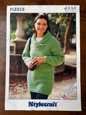 Stylecraft 4536 knitting pattern ladies super chunky shawl collar long sweater