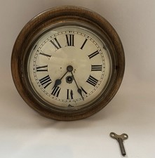Antique French Gallery Internal Pendulum Wind Up Wall Clock With Key