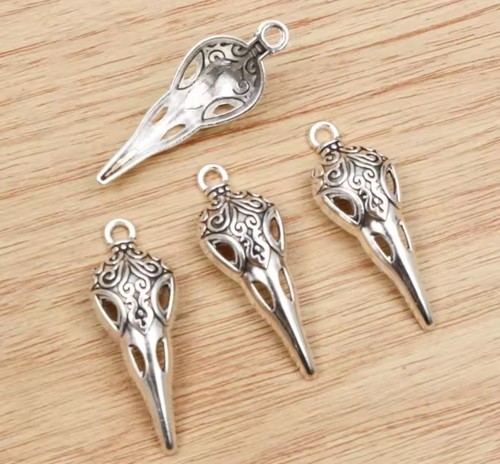 Gothic silver bird skull - silver,