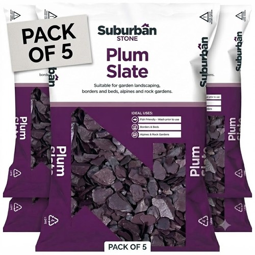 Plum slate chippings 40mm 20kg - plum,