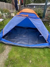 TESCO SINGLE SKIN 4 Berth dome Tent  blue & orange  84" x 78" x 51"  - Used