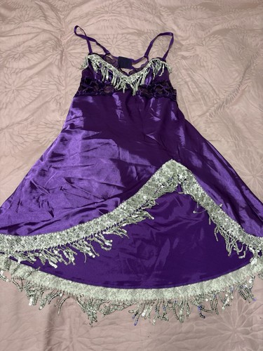 Y2k purple satin - satin, fringe
