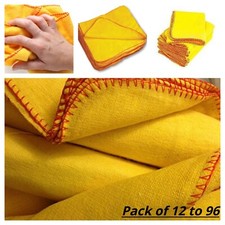 12-96 PACK PROFESSIONLA LARGE YELLOW DUSTER 100% COTTON FLANNELS CLEANING CLOTHS