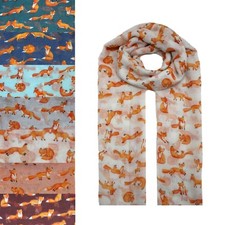 NEW Animal Cute Little Fox Print Fashion Scarf Wrap Chiffon Stole Large Light UK