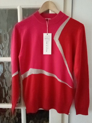 Womens lurex knit jumper red - lurex,