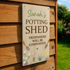 Personalised Potting Shed Sign For Garden Greenhouse Summerhouse Any Name Plaque