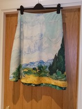 New White Stuff reversible sz 10 National Gallery van Gogh green blue skirt