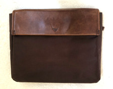 HIDESIGN - A4 DOCUMENT / LAPTOP CASE - BROWN LEATHER & FABRIC - FAST FREE POST