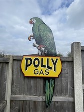 POLLY GAS Porcelain Enamel Advertising Sign Huge 5ft Collectable
