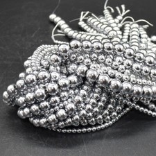 Silver Hematite Round Beads -