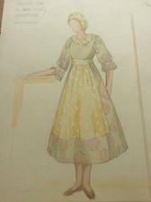 Signed Original Watercolour Painting Lillian Mingay 1935 Waitress Uniform Design