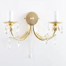Litecraft Wall Light Crystal Effect Floral Style 2 Arm - Satin Brass Clearance  