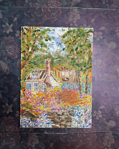 Vintage unframed oil - vintage,