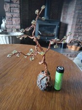 Copper Wire Peridot Bonsai Art