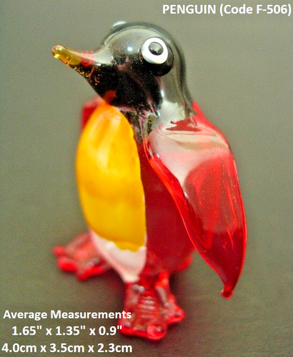 Glass penguin red blown - glass,