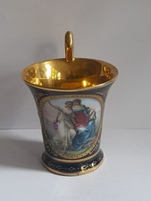 Antique Franz Dorfl Vienna Porcelain Gilded Demitasse Cup - Signed W. Rosner