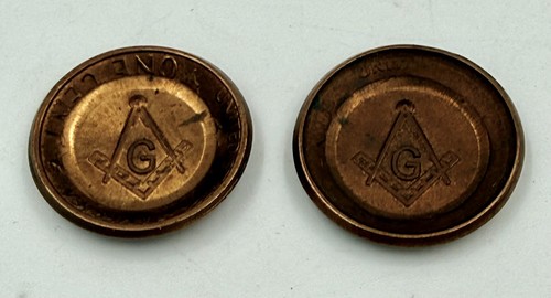 Pair masonic penny cent - of,