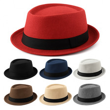Subzy Pork Pie Hat Mens Outdoor Textured Ribbed Band Porkpie Trilby Classic Hats