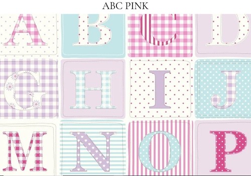 Oilcloth tablecloth abc - oilcloth, pink