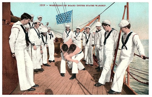 1907 navy sailors wrestling - 1907, us