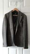 Farrell By Primark Grey Wool Men's Slim Fit Jacket And Waistcoat Medium 