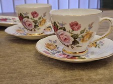 VINTAGE ROYAL SUTHERLAND 'ROSES' FINE BONE CHINA 10 PIECE SET VGC - POST FREE!
