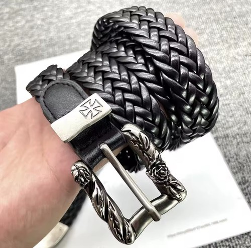 Braided leather belt - braided, mens