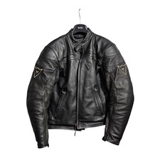 Dainese Mens Motorcycle Leather Jacket Black EU 48 UK 38 Biker Racing Faulty Zip