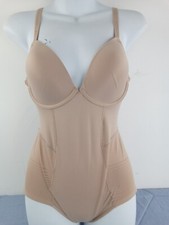 M&S Shapewear Bodysuit Rose Quartz Cool Firm Control Plunge Underwired NWOT F2