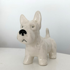 Vintage Scottie Dog Figurine, Ceramic Scottish Terrier Ornament, 6” VGC