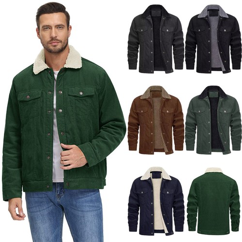 Corduroy coat fleece fur lined - coat,
